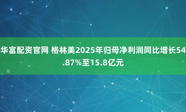 华富配资官网 格林美2025年归母净利润同比增长54.87%至15.8亿元